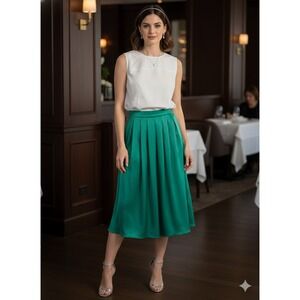 Brooks‎ Brothers White Sleeveless Pleated Shell Blouse Top Size 4